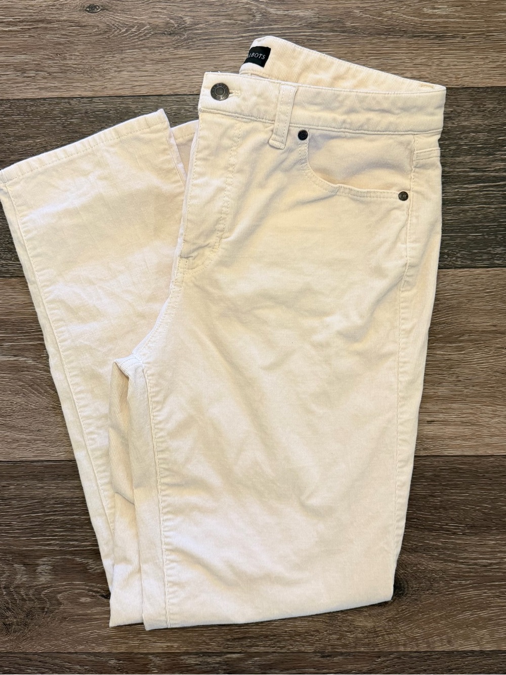 Talbots Women's High Rise Straight Leg Corduroy Pants Size 10 Petite Cream